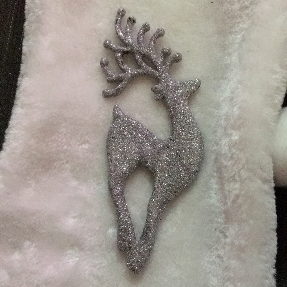 Silver Glitter Reindeer Ornament